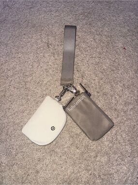 lululemon athletica Gray Wrist Strap with White Coin Pouch and Zip Key Pouch